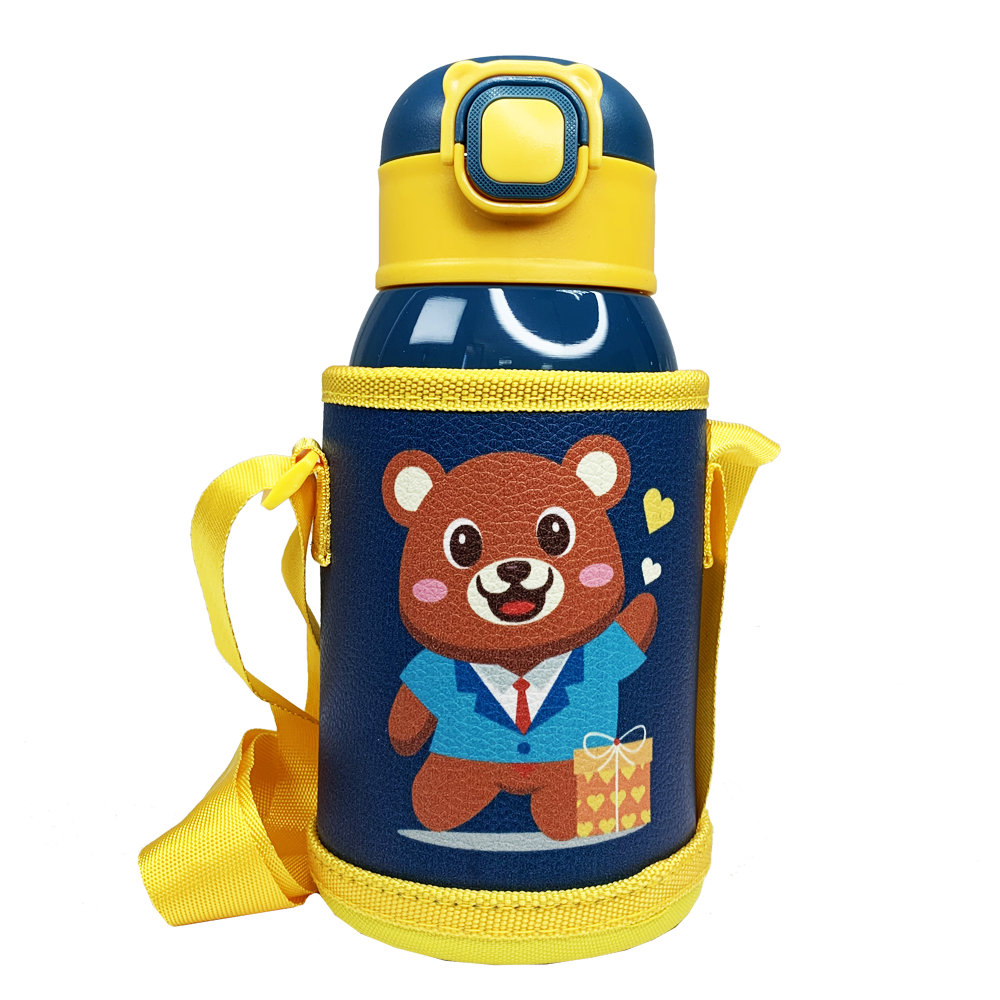 Термос дитячий із трубочкою 500 мл.(Синій ведмідь)