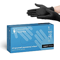 Перчатки нитриловые MicroStop Gloves - 50 пар, размер S (без пудры) черные, 3.5 г