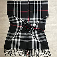Стильний молодіжний брендовий шарф Барбері Burberry. Натуральний турецький палантин на осінь і на весну Чорний