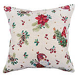 Декоративна наволочка Новорічна 45х45 см одностороння гобелен, фото 3