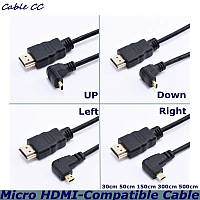 Кутовий кабель дріт 90 градусів Micro HDMI-HDMI тато-тато довжина 50 см на верх