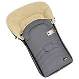 Дитячий зимовий конверт у коляску, санки на овчині "For Kids" + бахіли, сірий, фото 2