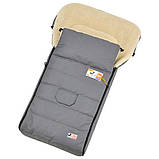 Дитячий зимовий конверт у коляску, санки на овчині "For Kids" + бахіли, сірий, фото 3