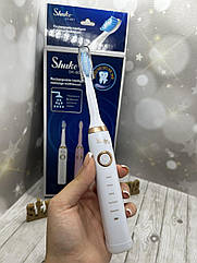 Електрична зубна щітка ультразвукова SHUKE з п'ятьма режимами роботи 3 запасні насадки різні кольори Білий