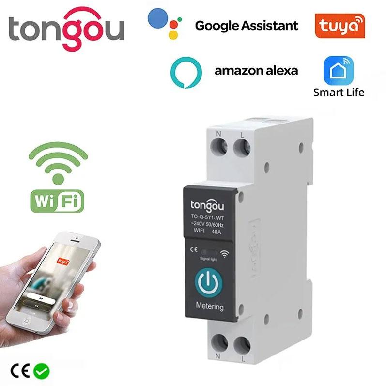 Розумний WiFi автоматичний вимикач 40А з моніторингом енергоспоживання Tuya Smart Life