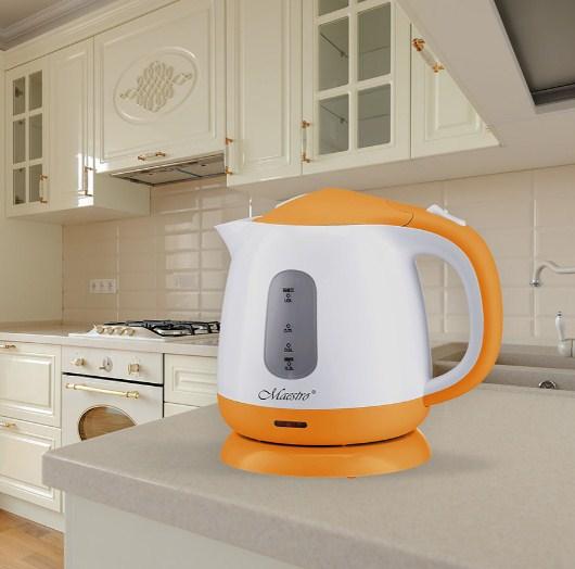 Побутовий чайник електричний Maestro 1 л MR-012-ORANGE 1100 Вт, Електрочайник термостійкий пластик жовтогарячий