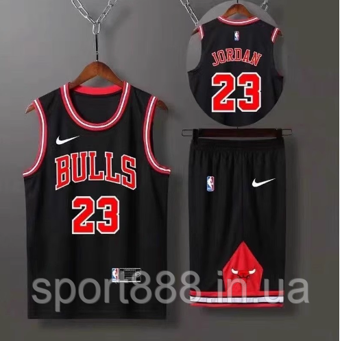 Комплект чорна баскетбольна форма Джордан 23 Чикаго Булс  Jordan Chicago Bulls