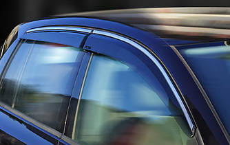 Вітровики (дефлектори вікон) з хромом HB (4 шт., Sunplex Chrome) для Volkswagen Golf 6