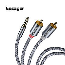 Аудіокабель RCA 3 метри Essager Hi-Fi AUX jack 3.5 mm — 2xRCA 3 метри тюльпан, фото 2