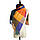 Кашеміровий палантин шарф у клітину з бахромою PASHMINA синє-помаранчевий, фото 9