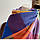 Кашеміровий палантин шарф у клітину з бахромою PASHMINA синє-помаранчевий, фото 5