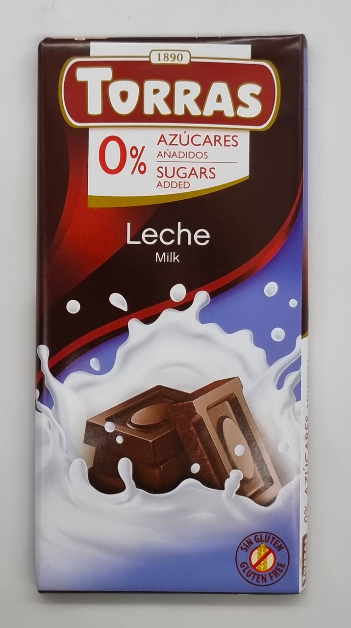 Молочний шоколад без цукру "Torras" Leche Milk 75 г Іспанія