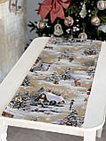 Доріжка ранер на стіл Новорічна 37x100 см., гобелен, фото 2