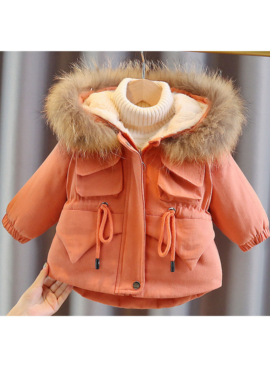 Дитяча зимова парка персикова, зимова куртка парка для дівчинки помаранчева, персикова куртка для дівчинки зима