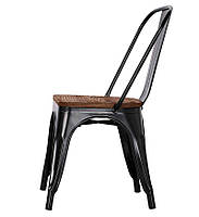 Стілець металевий Tolix (Толікс) чорний матовий із дерев'яним сидінням, дизайн Xavier Pauchard, фото 4