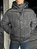 Куртка зимняя мужская oversize теплая до -25*С Oslo серая | Зимний мужской пуховик оверсайз с капюшоном