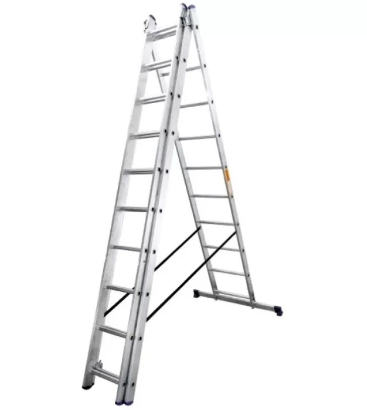 Драбина алюмінієва 3-секційна BLUETOOLS (3х10 ступенів) (160-9027), фото 1