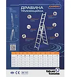 Драбина алюмінієва 3-секційна BLUETOOLS (3х10 ступенів) (160-9027), фото 2