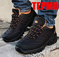 Термо кроссовки мужские MERRELL чёрные с оранжевым, мужские утеплённые кроссовки Мерелл (размеры в описании)