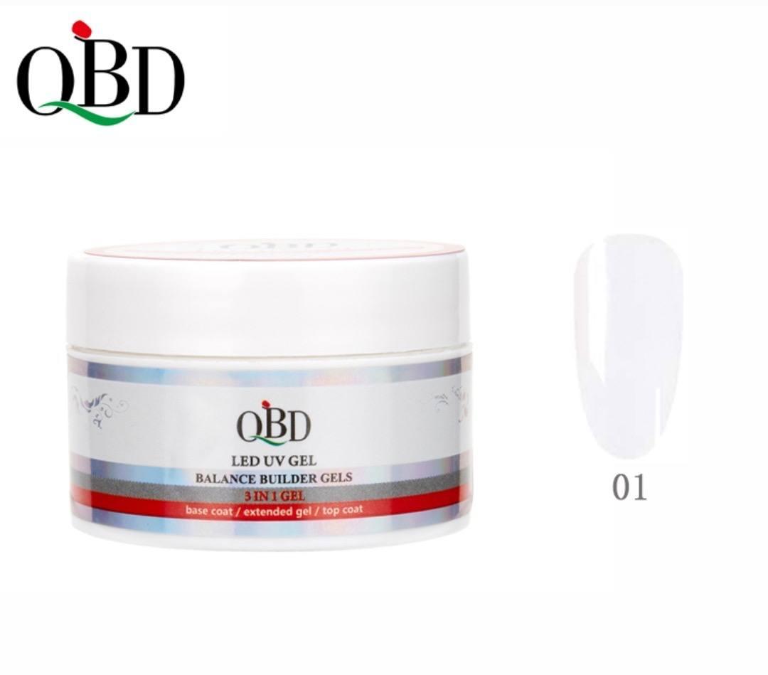 Гель для нарощування QBD 3in1, 15g No 01