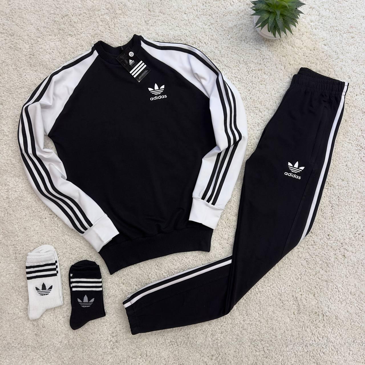 Спортивний костюм чоловічий Adidas Lc весняний осінній світшот штани адідас чорний-білий, фото 1