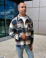 Мужская рубашка теплая в клетку кашемировая плотный турецкий кашемир скл.1 арт. 102926