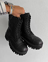 Високі жіночі черевики Balenciaga Tractor Boots Black. Модні черевики Баленсіага жіночі., фото 3