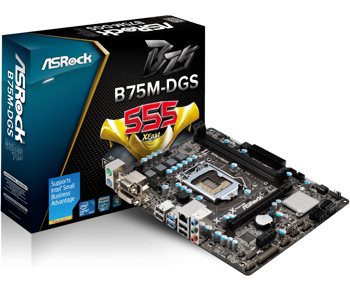 Материнська плата ASRock B75M-DGS (Intel B75, PCI-Ex16) mATX s1151 БВ