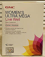 Витамины GNC Women's Ultra Mega Live Well 30 пакетов жнс optiwomen mega men