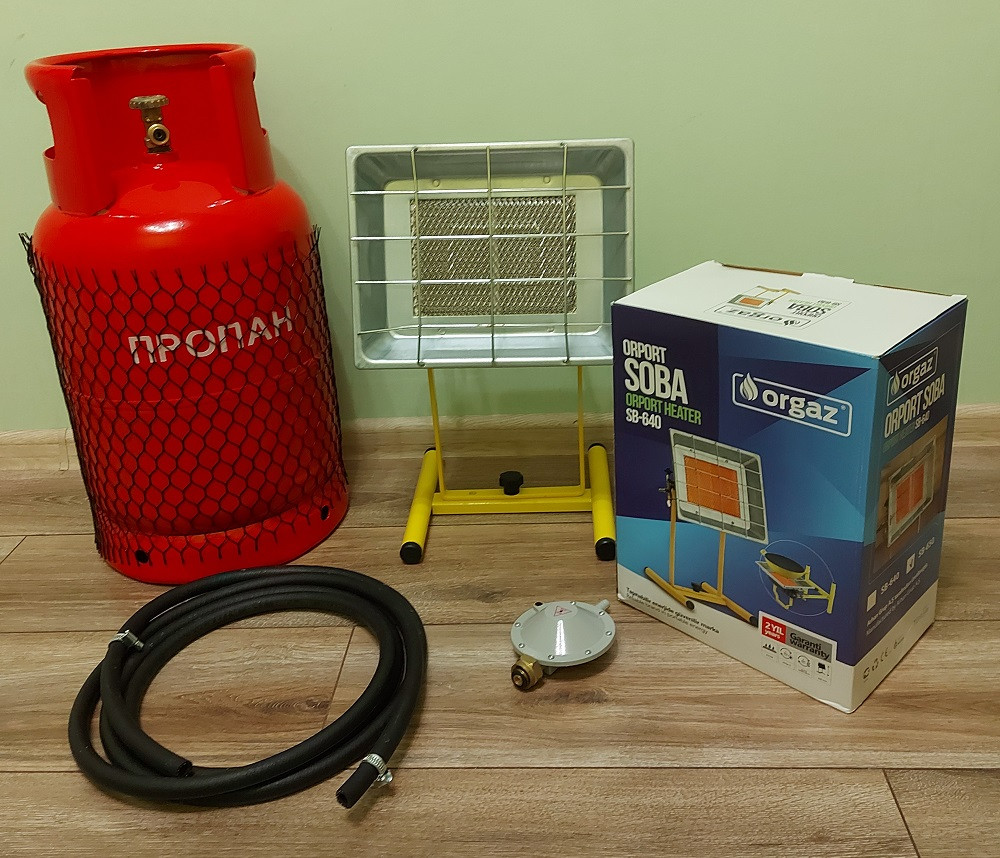 Газовий комплект: Баллон Пропан 27 л + нагрівач керамічний 3 кВт + Редуктор + Шланг 3м, фото 1