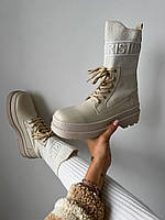 Модні жіночі черевики Dior Beige Sock. Бежеві черевики Діор жіночі., фото 5