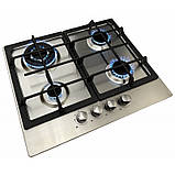 Варильна поверхня вбудована газова нержавіюча сталь, чавун, газ контроль, автозапалювання Luxor PGE 640 SS, фото 5