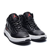 Чоловічі зимові шкіряні кросівки Jordan чорні / Мужские зимние кожаные кроссовки Jordan черные