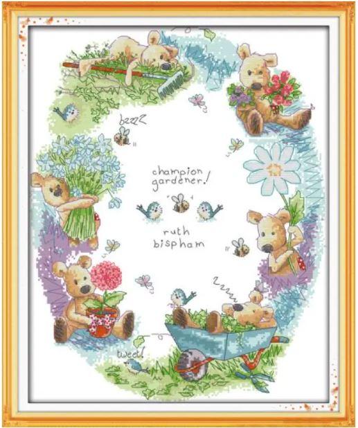 Набір для вишивання за нанесеною на канву схемою "The gardener".AIDA 14CT printed, 38*47 см