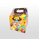 Новорічна коробка для цукерок Куб з ручкою жовтий 1000 г. Н51, фото 3