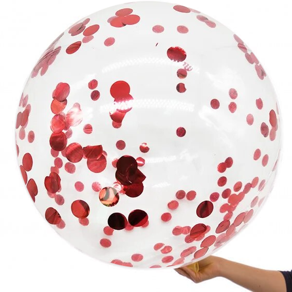 Повітряна кулька 19" (45см) з червоним конфетті | День святого Валентина