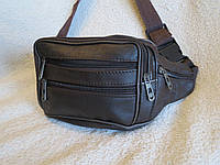 Мужская сумка на на пояс кожаная поясная барсетка функциональная стильная многокарманчатая