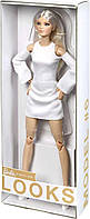 Коллекционная кукла Барби высокая платиновая блондинка в белом платье Barbie GXB28 Signature Looks