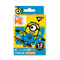 Крейда YES кольорова квадратний 12 шт. Minions