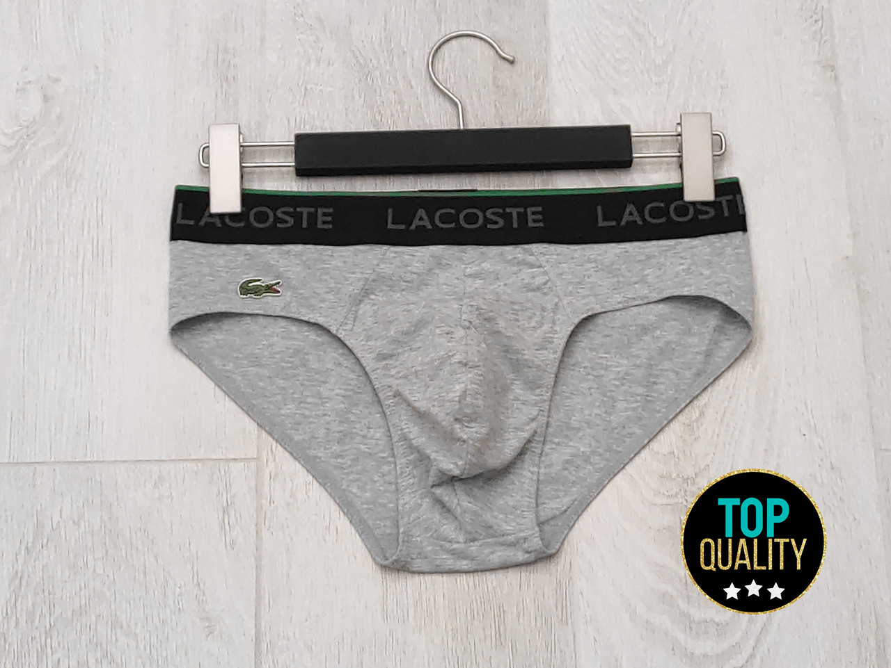 Чоловічі труси сліпи Lacoste сірі. Повномірна модель. Преміум якість