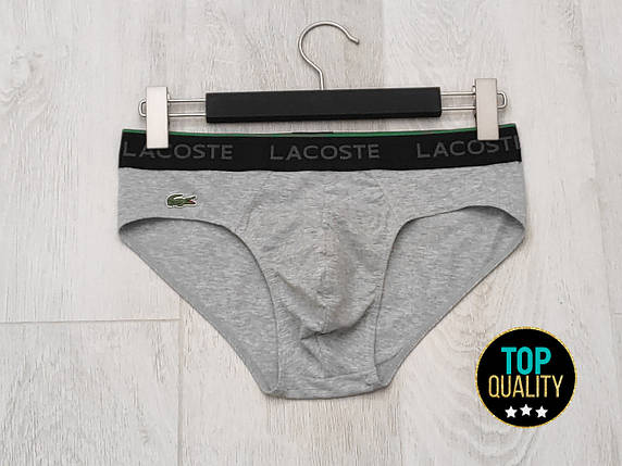 Чоловічі труси сліпи Lacoste сірі. Повномірна модель. Преміум якість, фото 2