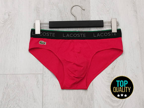 Чоловічі труси сліпи Lacoste червоні. Повномірна модель. Преміум якість, фото 1