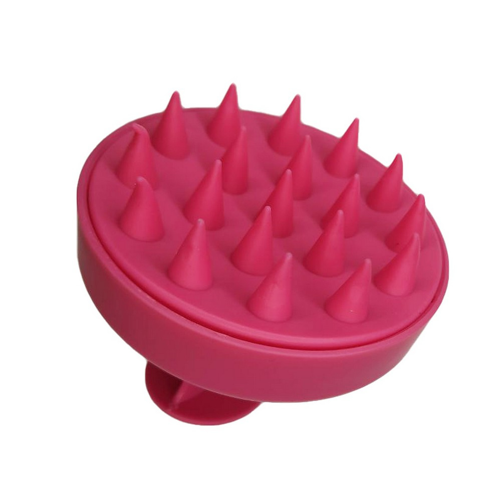 Щітка-масажер для миття голови, силіконова, Малинова, фото 1