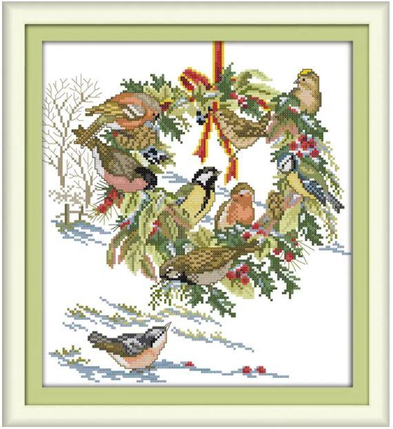 Набір для вишивання за нанесеною на канву схемою "The Wedding birds" . AIDA 14CT printed, 32*34 см