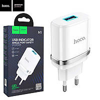 Белый СЗУ HOCO N1 1USB/2.4A + USB - Lightning 12pc, сетевое зарядное устройство