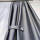 Готові штори в спальню із щільної тканини атлас блекаут сірого кольору 150х270 (2 шт). Набір щільних штор., фото 3