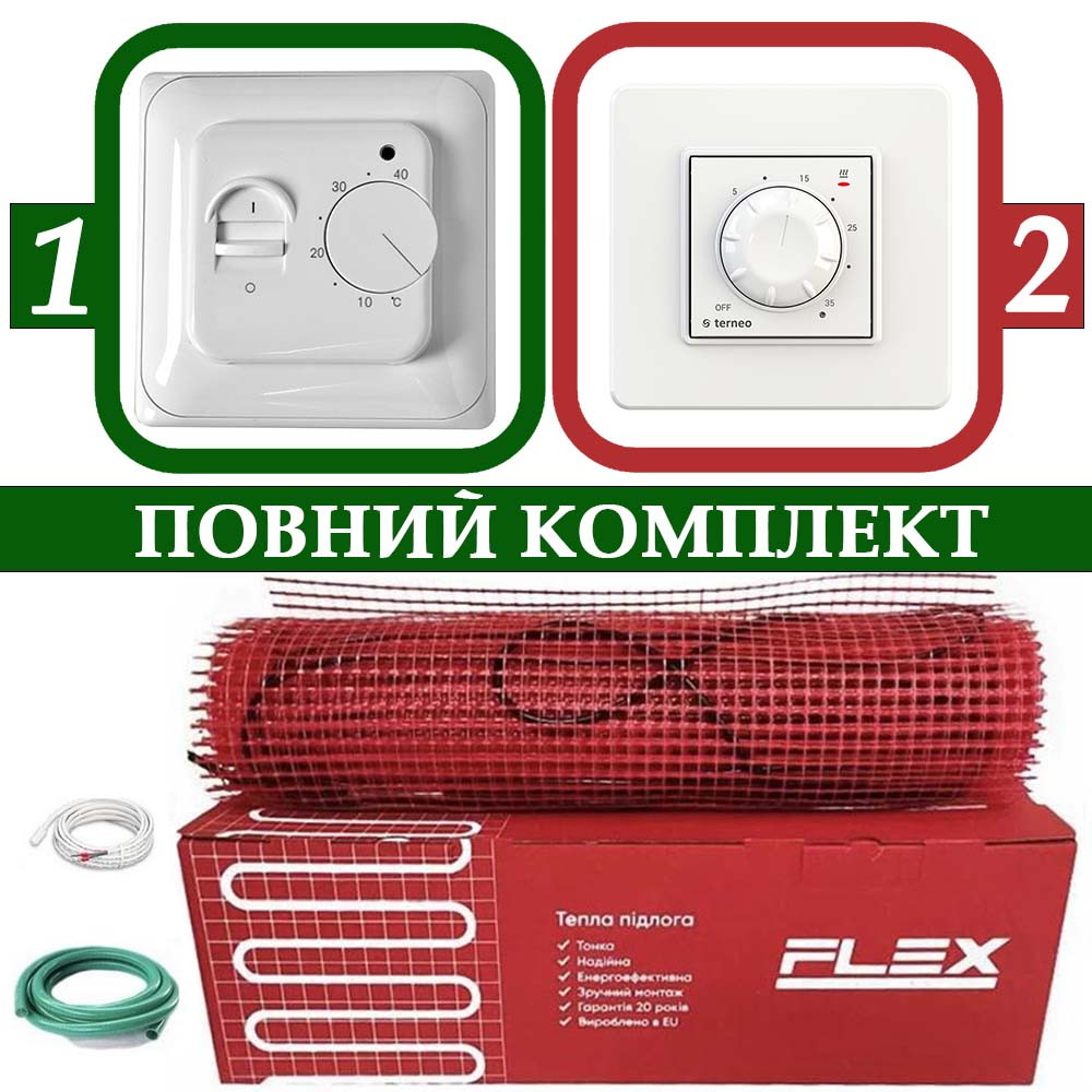 4,0 м² (700W) Нагрівальний мат у плитку Flex EHM-175 + механічний терморегулятор, фото 1