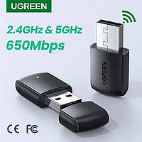 WiFi-адаптер UGREEN AC650 5G/2.4G двухдиапазонный Mini Wireless для ПК, ноутбука (CM448)