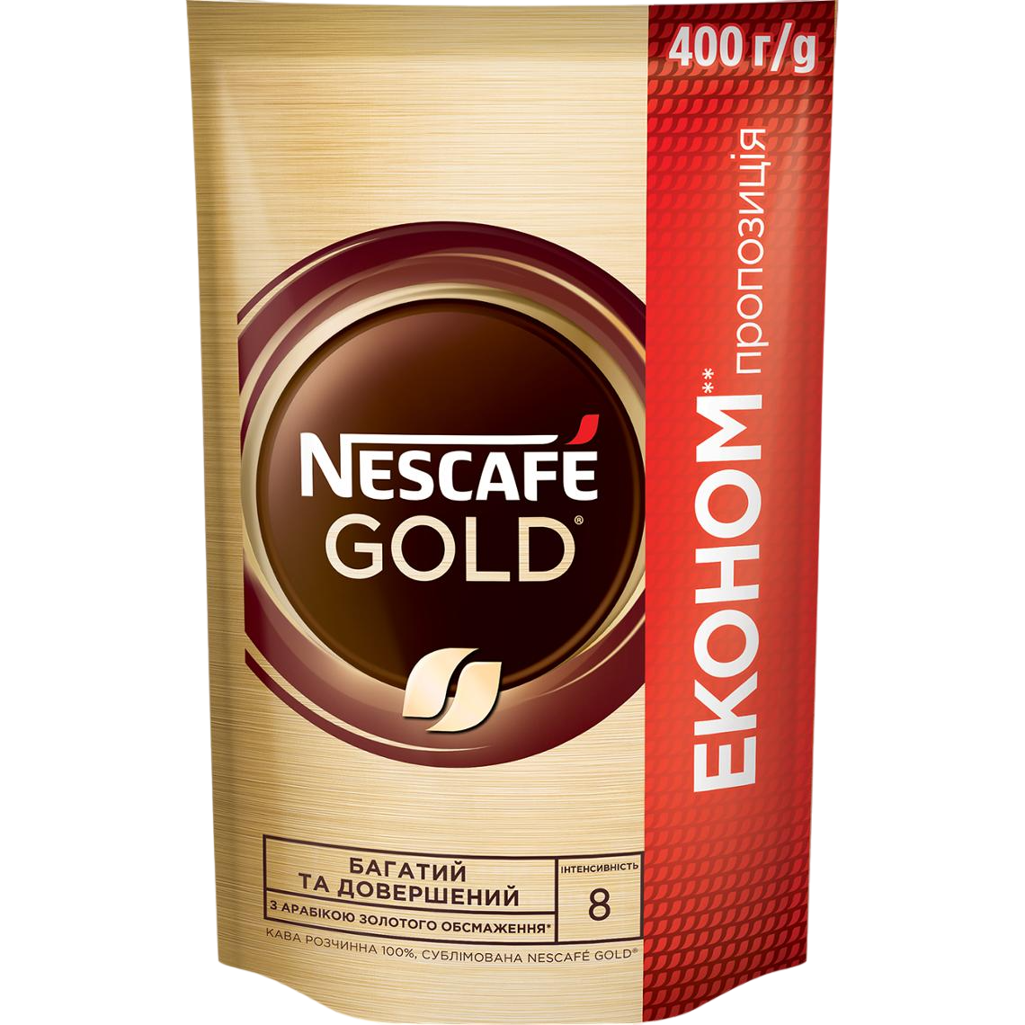 Nescafe Gold кава розчинна 400 грамів в м'якій упаковці, фото 1