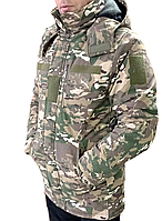Бушлат, Куртка рип-стоп камуфляж мультикам на флисе и синтепоне военный зимний теплый тактический